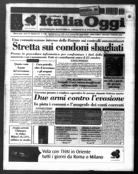 Italia oggi : quotidiano di economia finanza e politica